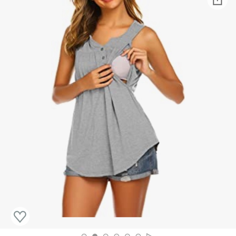 Maternity Top Womens Nursing Shirt Double Layer Short Sleeve Shirt Breastfeeding